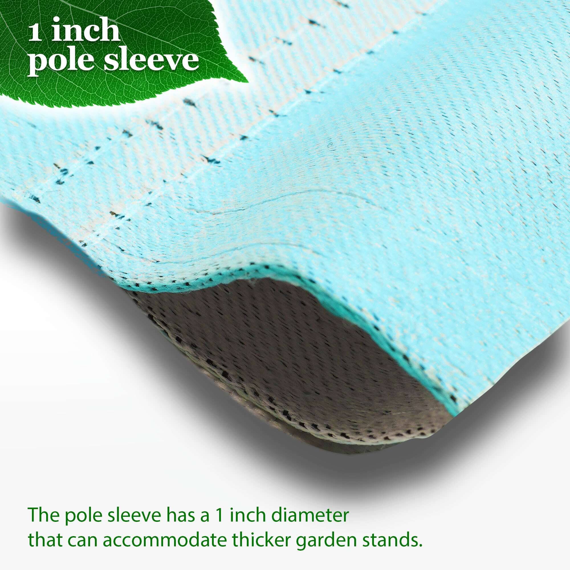 1 inch pole sleeve

The pole sleeve has a 1 inch diameter that can accommodate thicker garden stands.