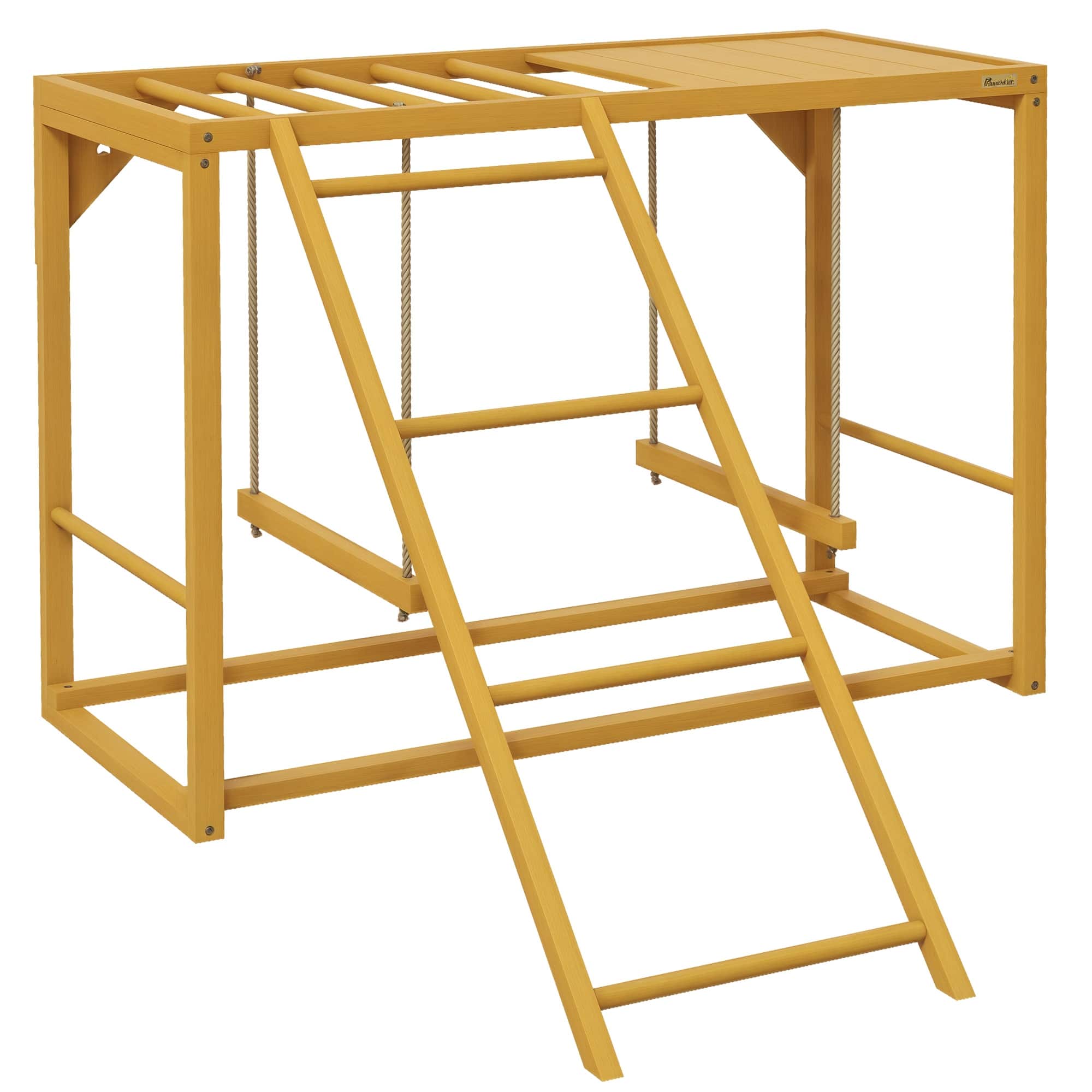 Front. Pawhut - Chicken Activity Play with Swing Set, Wooden Chicken Coop Accessory with Multiple Chicken Perches & Hen Ladder - Natural Wood.
