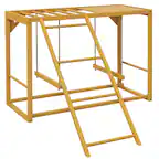 Front. Pawhut - Chicken Activity Play with Swing Set, Wooden Chicken Coop Accessory with Multiple Chicken Perches & Hen Ladder - Natural Wood.