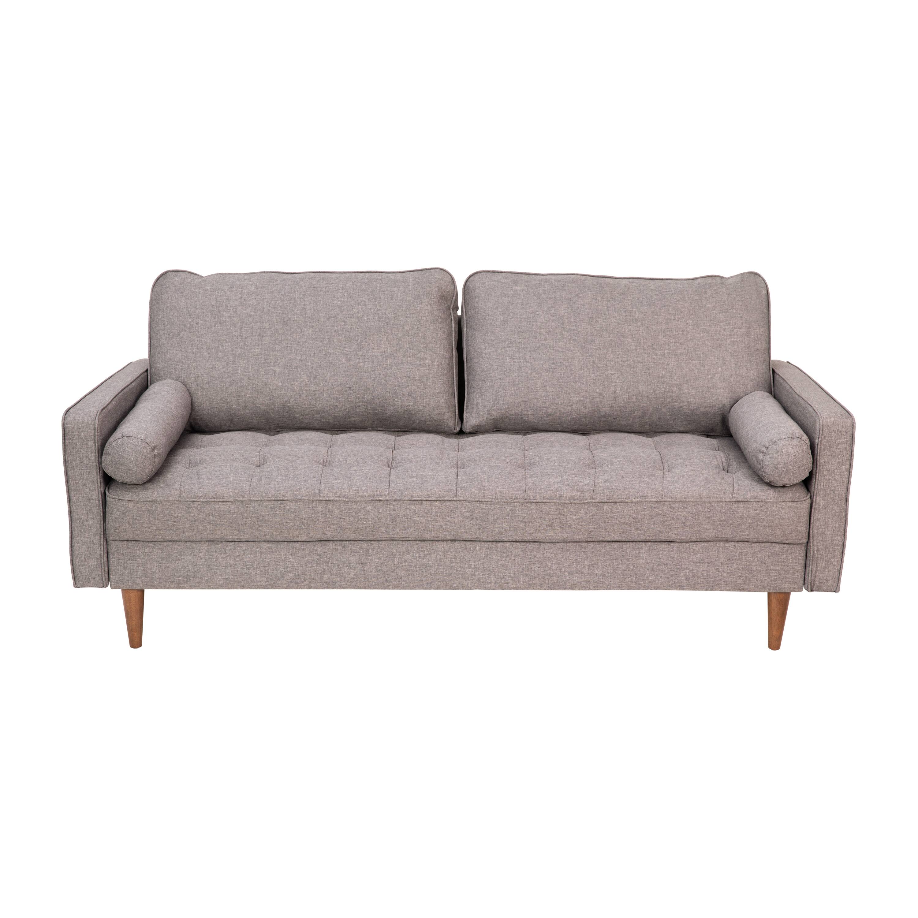 Alt View 9. Emma + Oliver - Holden Upholstered Mid-Century Modern Pocket Spring Sofa with Wooden Legs and Removable Back Cushions - Slate Gray.