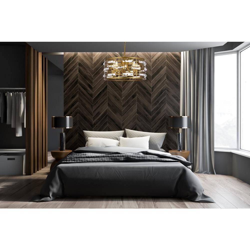 Left. Elegant Lighting - Kennedy 18.5 inch pendant in brass - Brass.