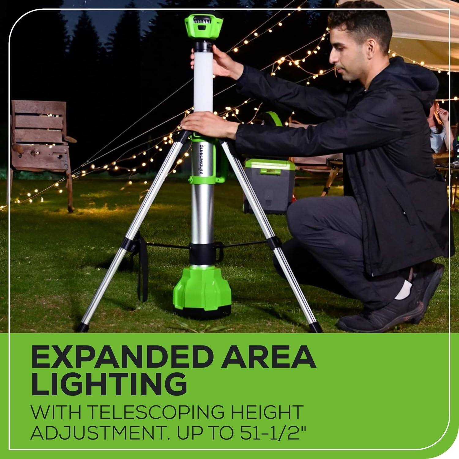 EXPANDED AREA LIGHTING  
WITH TELESCOPING HEIGHT ADJUSTMENT. UP TO 51-1/2"