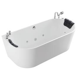 Empava - 67 in. x 31.5 in. Center Drain Freestanding Whirlpool Bathtub Hydrotherapy Jetted Soaking Bath Tub - Tub filler - White