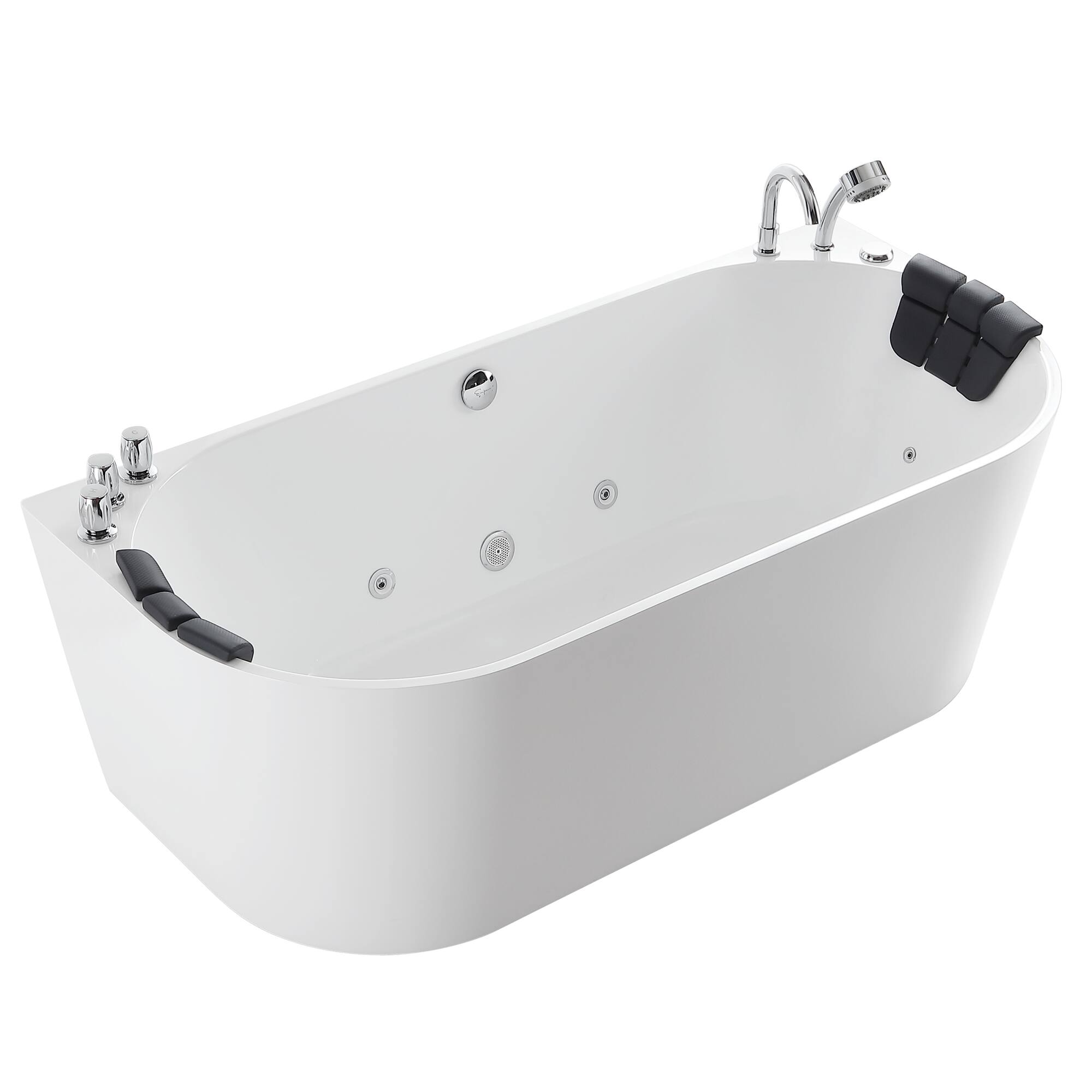 Front. Empava - 67 in. x 31.5 in. Center Drain Freestanding Whirlpool Bathtub Hydrotherapy Jetted Soaking Bath Tub - Tub filler in White - White.