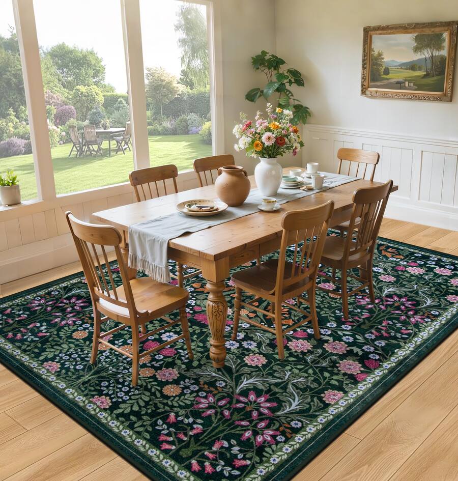 Stylel Star Area Rugs Living Room Floral Washable Rug Vintage Large ...