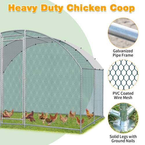 Heavy Duty Chicken Coop  
Galvanized Pipe Frame  
PVC Coated Wire Mesh  
Solid Legs with Ground Nails