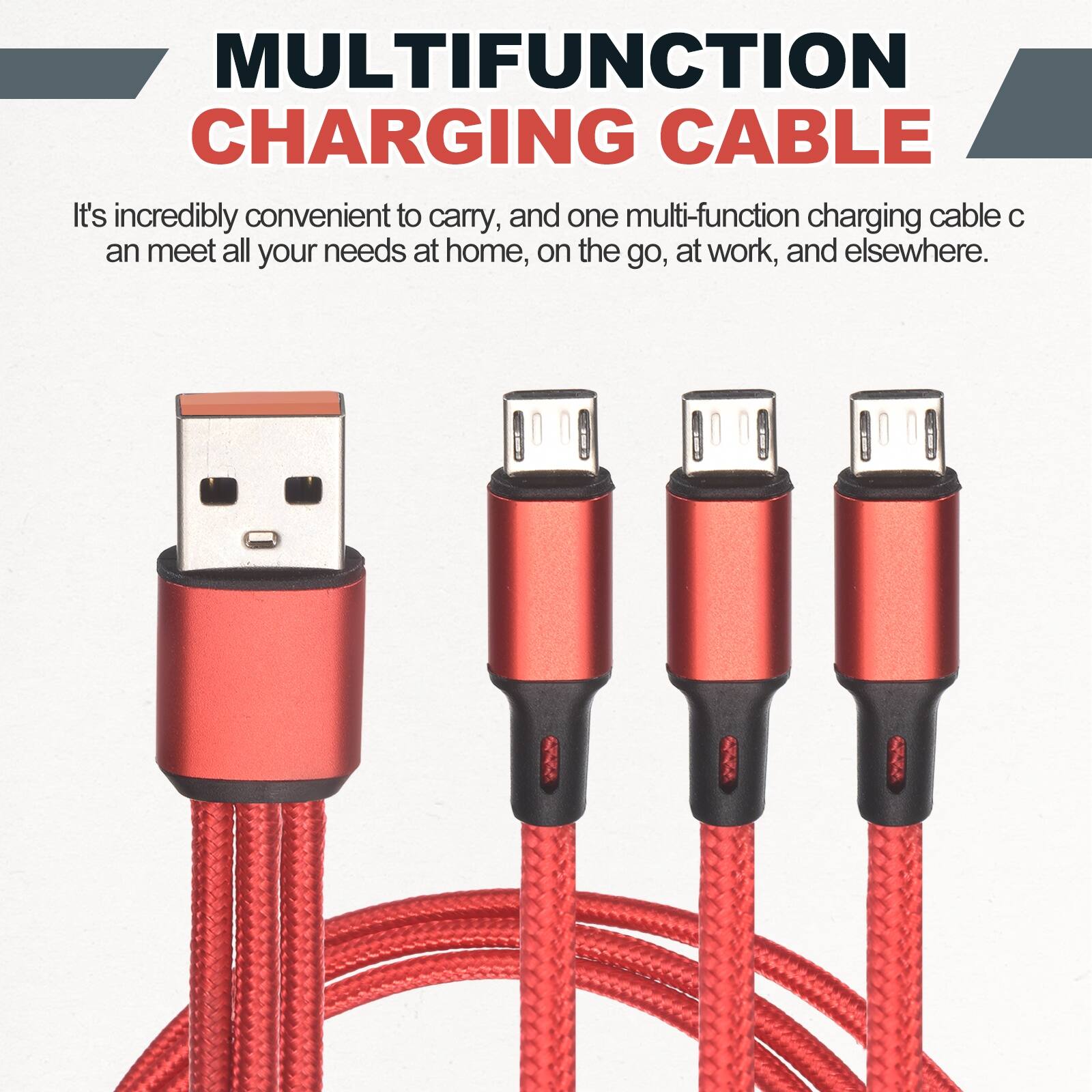 MULTIFUNCTION CHARGING CABLE

It's incredibly convenient to carry, and one multi-function charging cable can meet all your needs at home, on the go, at work, and elsewhere.