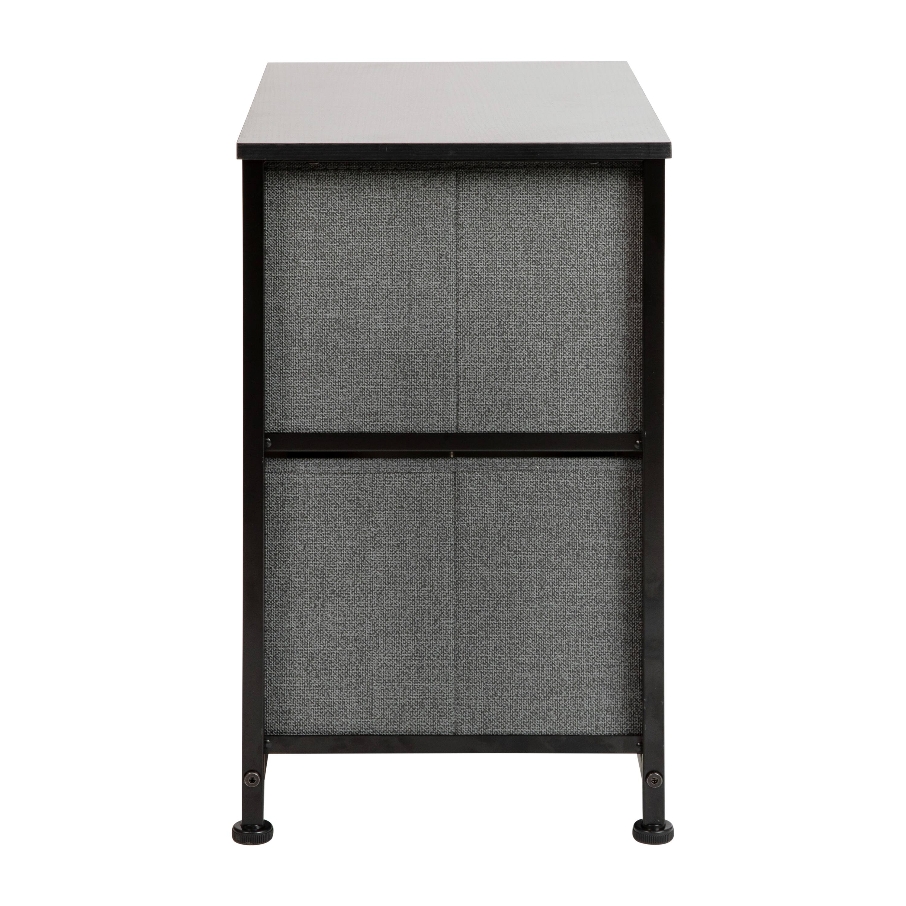 Alt View 6. Emma + Oliver - 2 Drawer Storage Stand with Wood Top & Dark Fabric Pull Drawers - Gray Drawers/Black Frame.