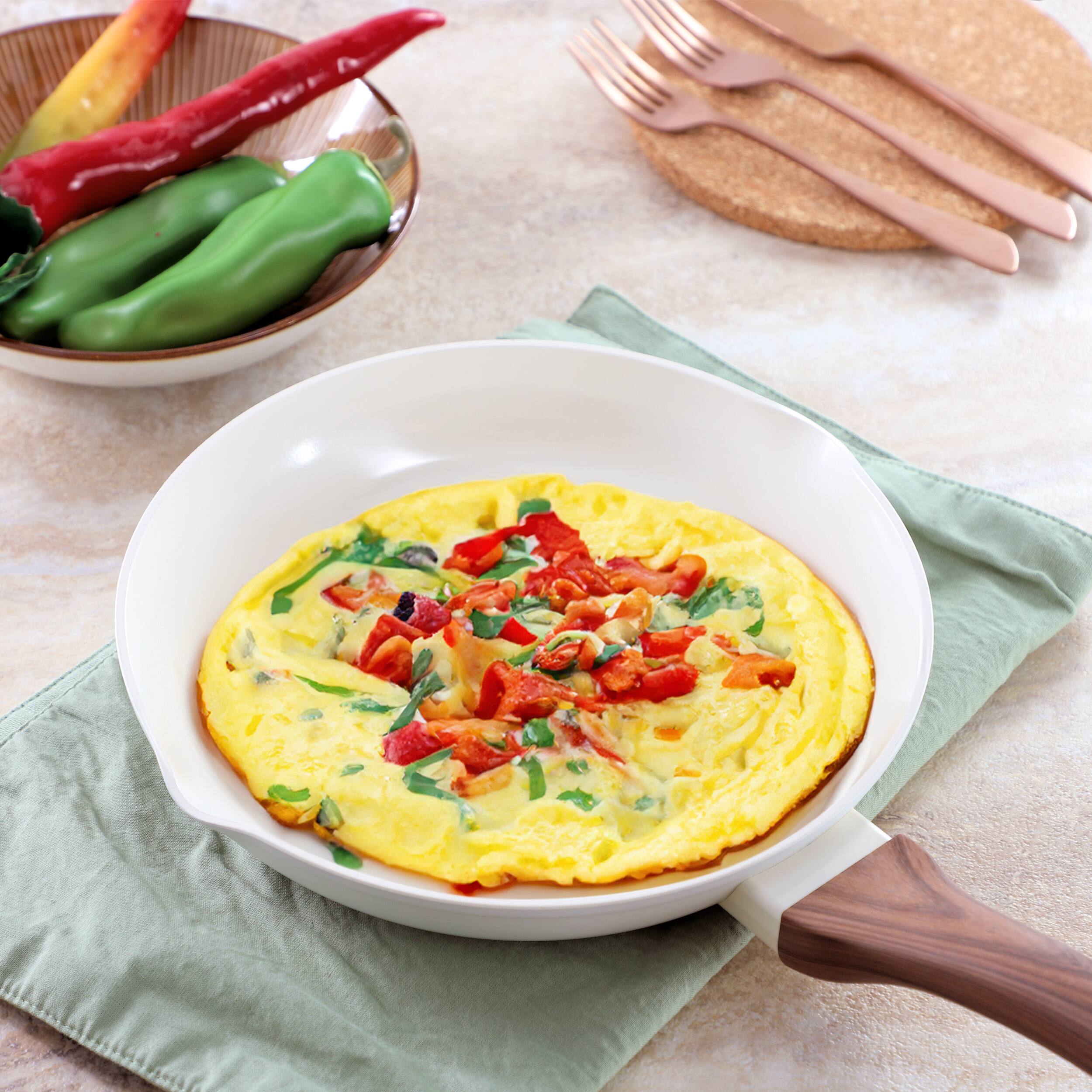 Alt View 5. Oster - Oster Amberg Choice 8 Inch Ceramic Nonstick Forged Aluminum Frying Pan in Off-White - Off-White.