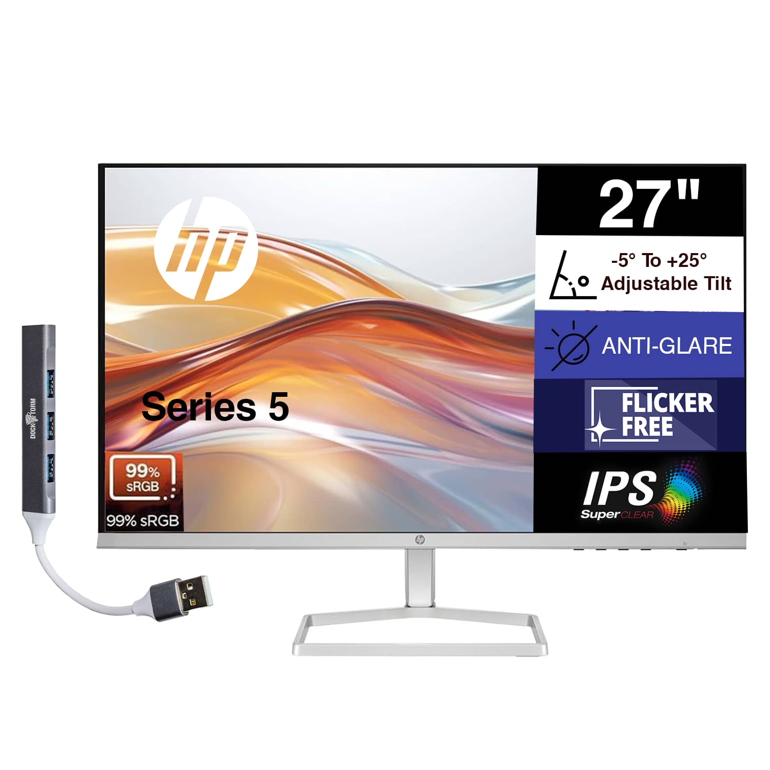 27" -5° To +25° Adjustable Tilt  
ANTI-GLARE  
DOCK  
K Series 5  
99% sRGB  
99% sRGB  
FLICKER FREE  
IPS SuperCLEAR