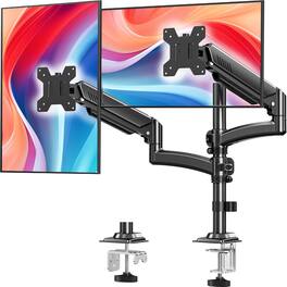 FINEAK - Dual Monitor Stand for Desk, Taller Monitor Arms for 2 Screens up to 32 inch - Black