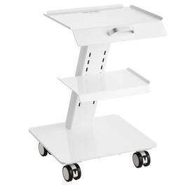 VEVOR - Lab Trolley, 3-Layer Rolling Lab Cart, Metal Mobile Trolley with Swivel Wheels, Tray Rolling Clinic Cart 220lbs Capacity - White