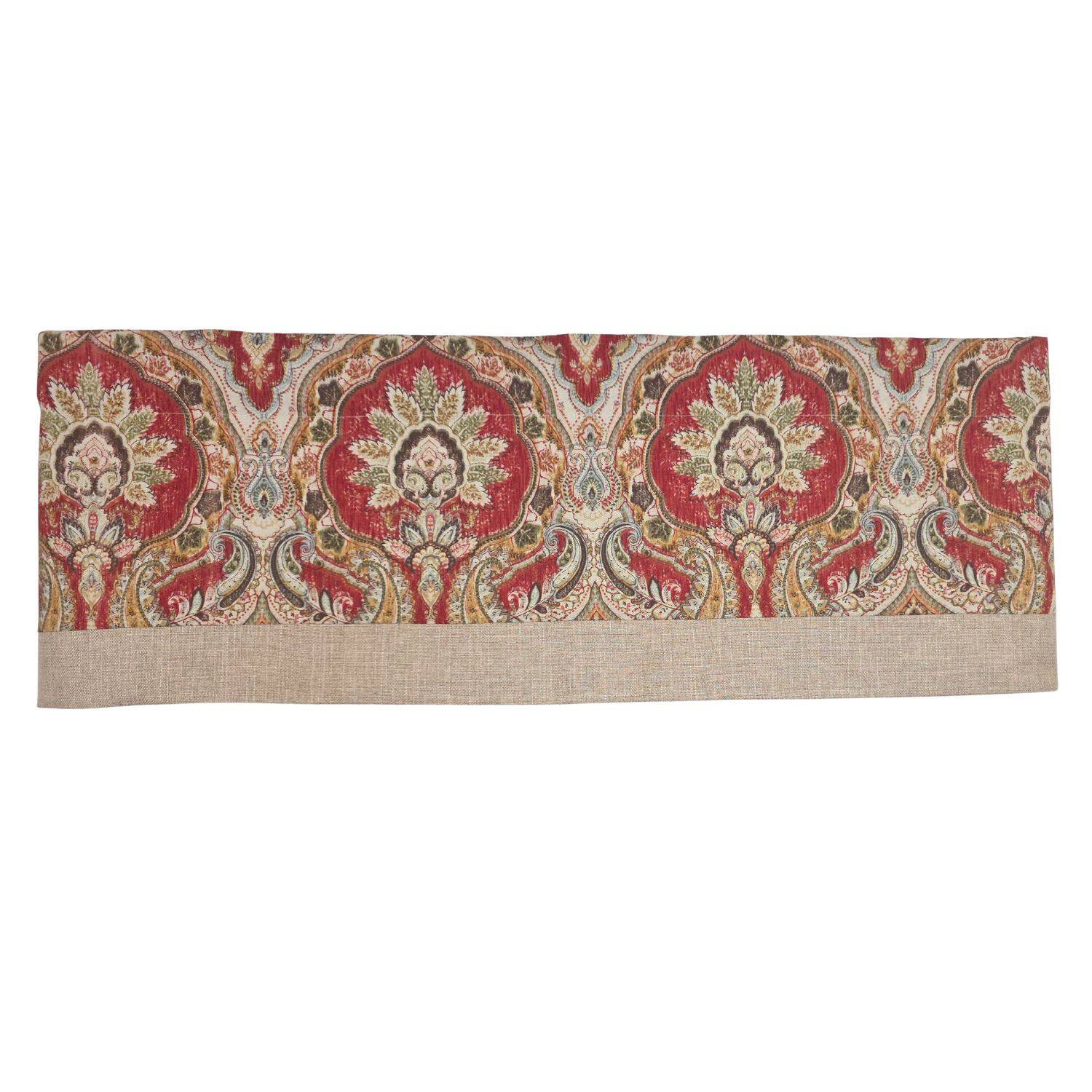 Left. RLF Home - RLF Home 100% Cotton Prague Banded Lined Window Valance 50" x 17" Mauve - Mauve.