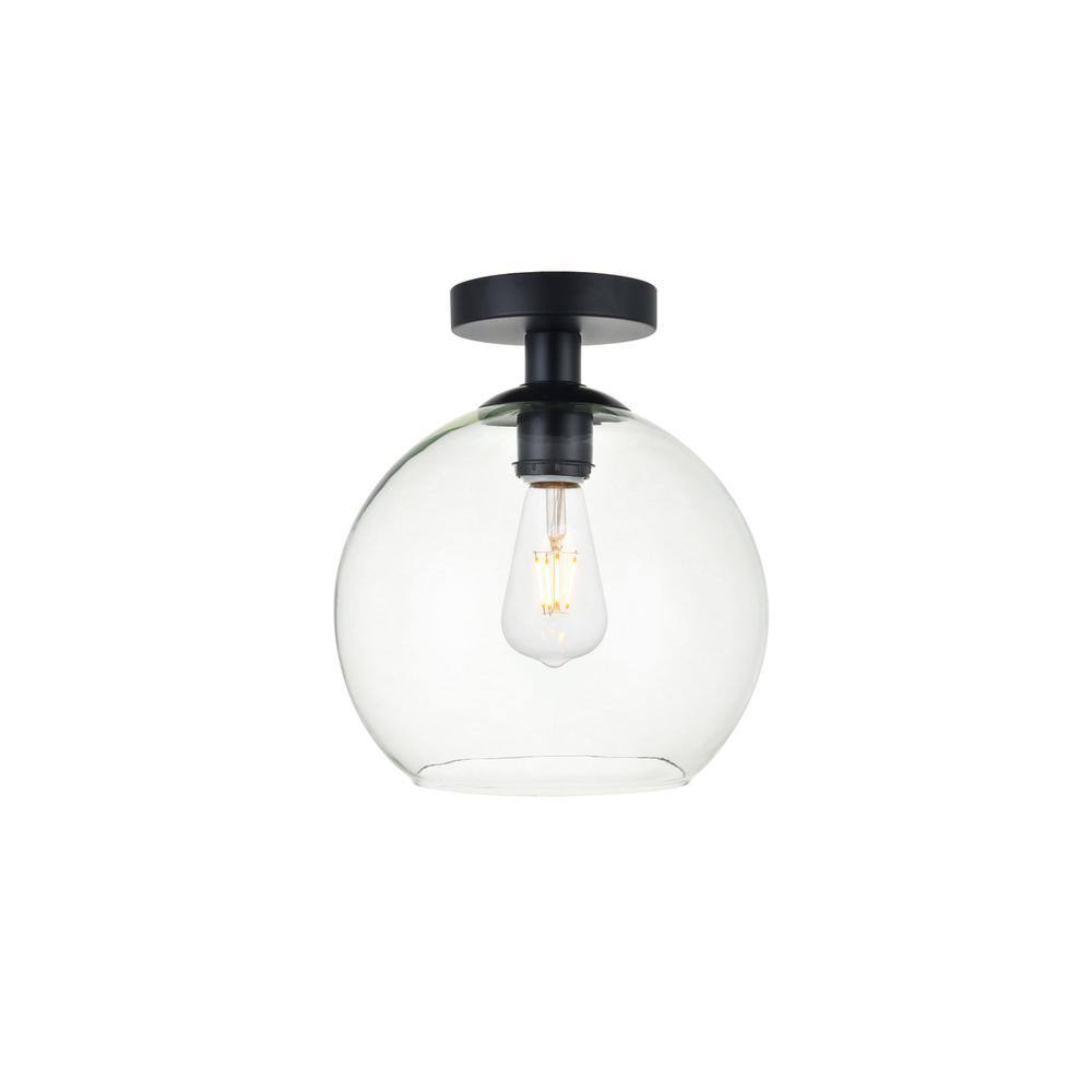 Alt View 3. Living District - Baxter 1 Light Black Flush Mount With Clear Glass - Black And Clear.