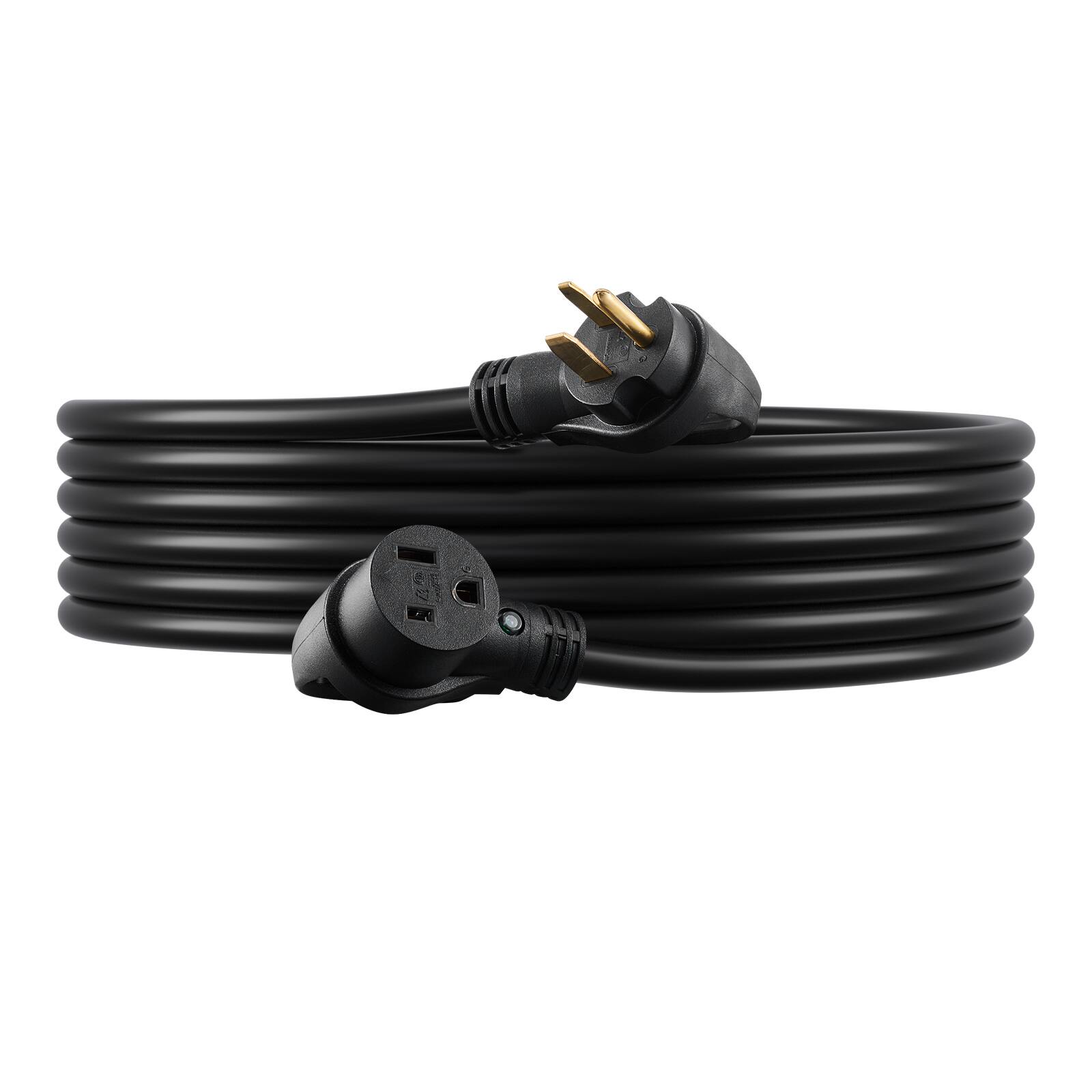 Alt View 5. VEVOR - 30-Amp Generator Extension Cord, 25 Foot, 250 Volts 7500 Watts Heavy Duty Power Cable, NEMA 6-50R NEMA 6-50P SWT 8AWG - Black.