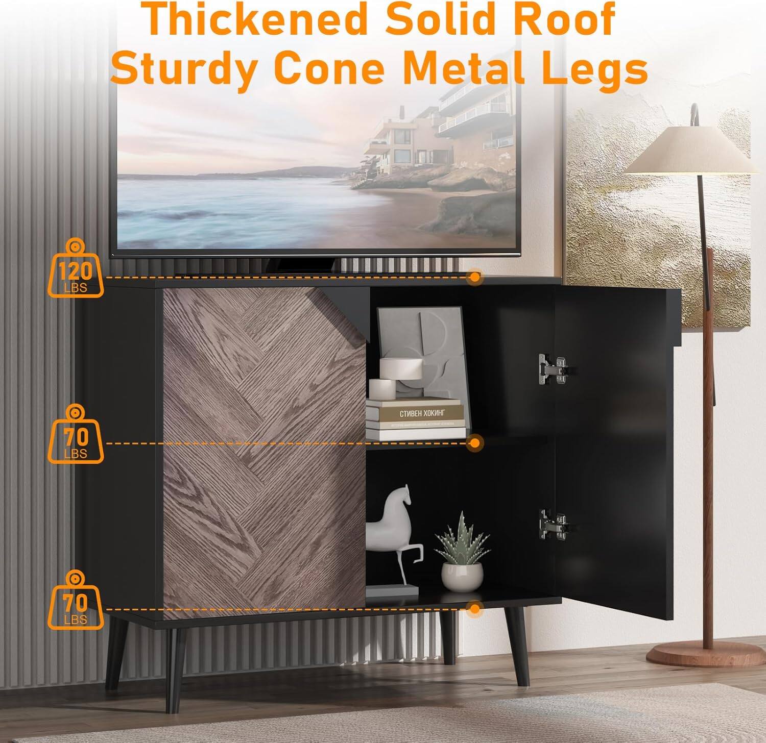 Thickened Solid Roof  
Sturdy Cone Metal Legs  

120 LBS  
70 LBS  
70 LBS