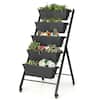 Front. Costway - 5-Tier Vertical Raised Garden Bed Elevated Planter with Wheels & Container Boxes - Gray.