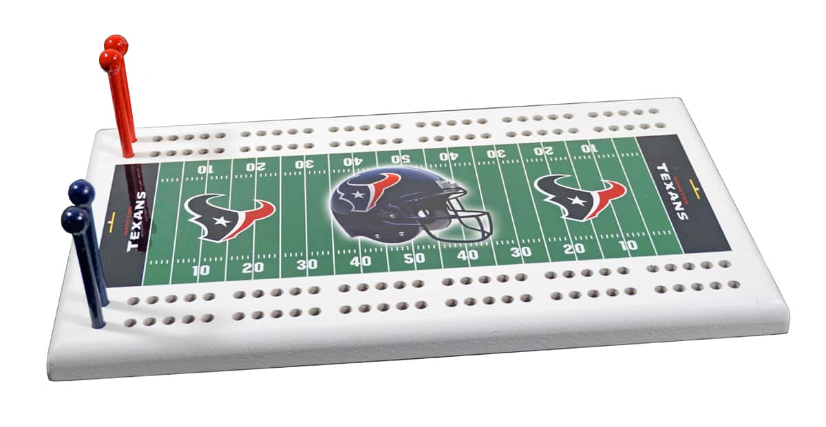 Rico Industries - Houston Football Texans Classic Two Track Wooden Field Shaped Cribbage Board - Multi