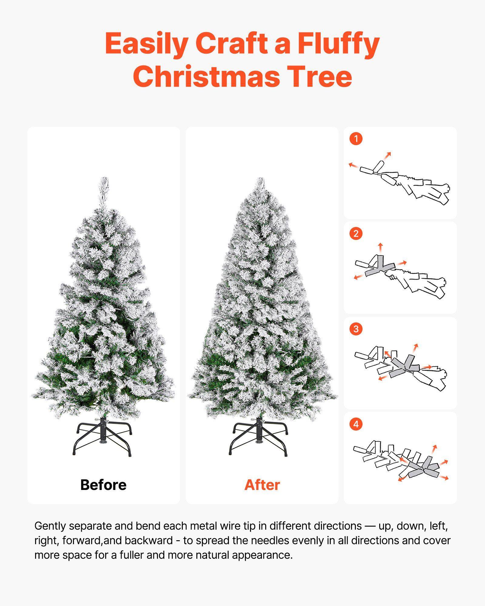 Easily Craft a Fluffy Christmas Tree

Before After

Gently separate and bend each metal wire tip in different directions — up, down, left, right, forward, and backward — to spread the needles evenly in all directions and cover more space for a fuller and more natural appearance.