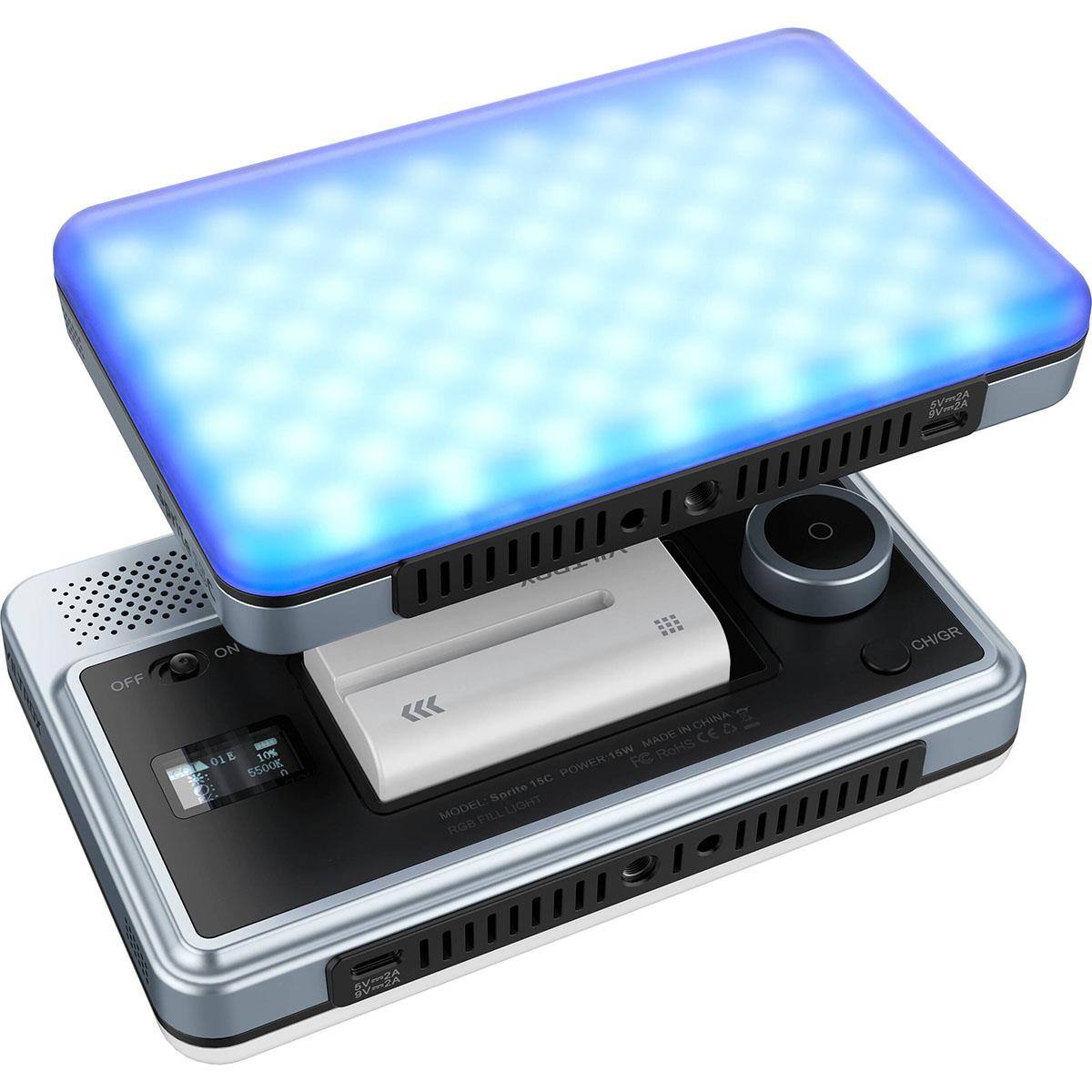 24 OFF ON 01 E 10% 5500K n IN CHINA C MADE CE POWER-15W FC RoHS 15C Sprite LIGHT MODEL RGBFILL LIGHT RGB CH/GR SVS