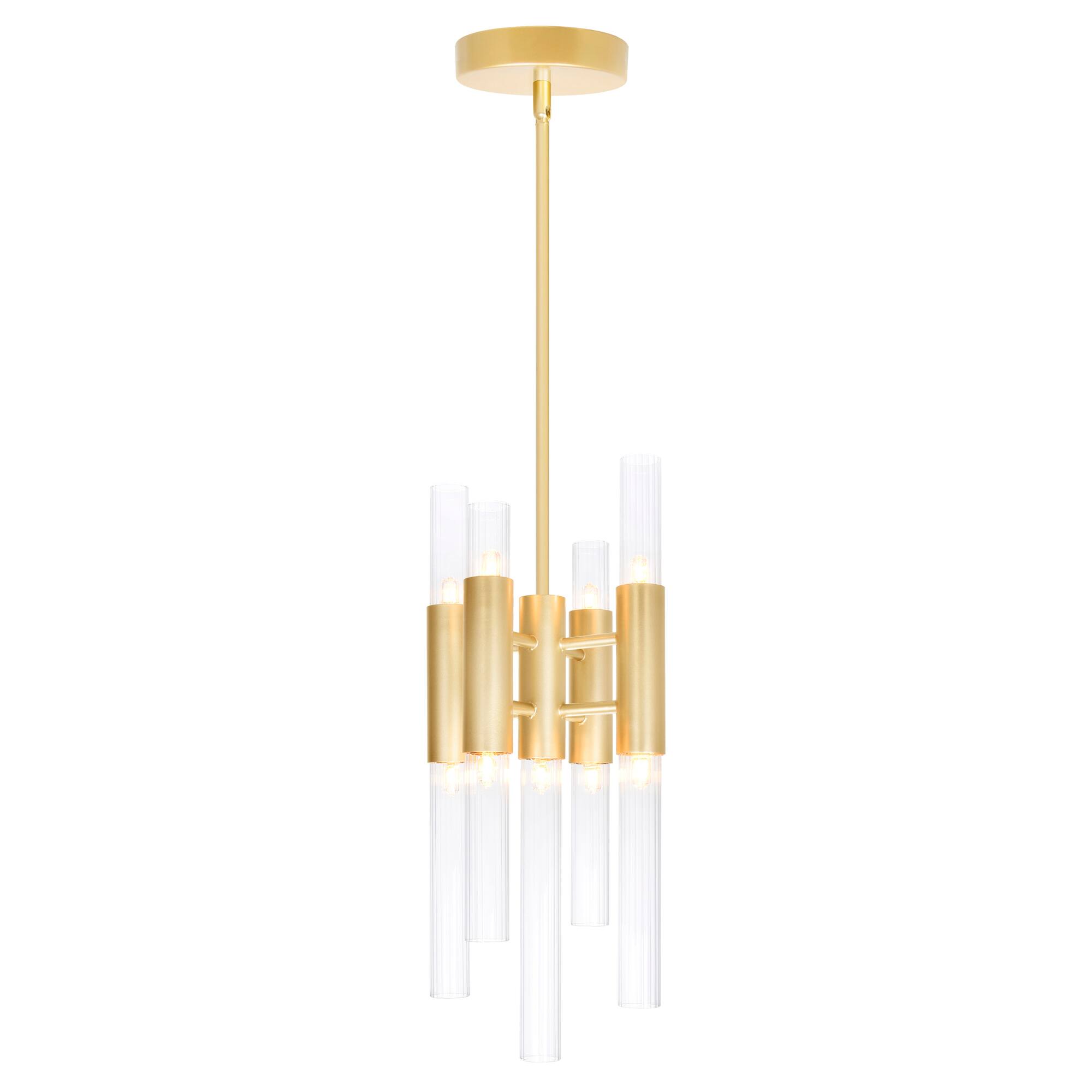Front. CWI Lighting - Orgue 9 Light Mini Pendant With Satin Gold Finish - Satin Gold.