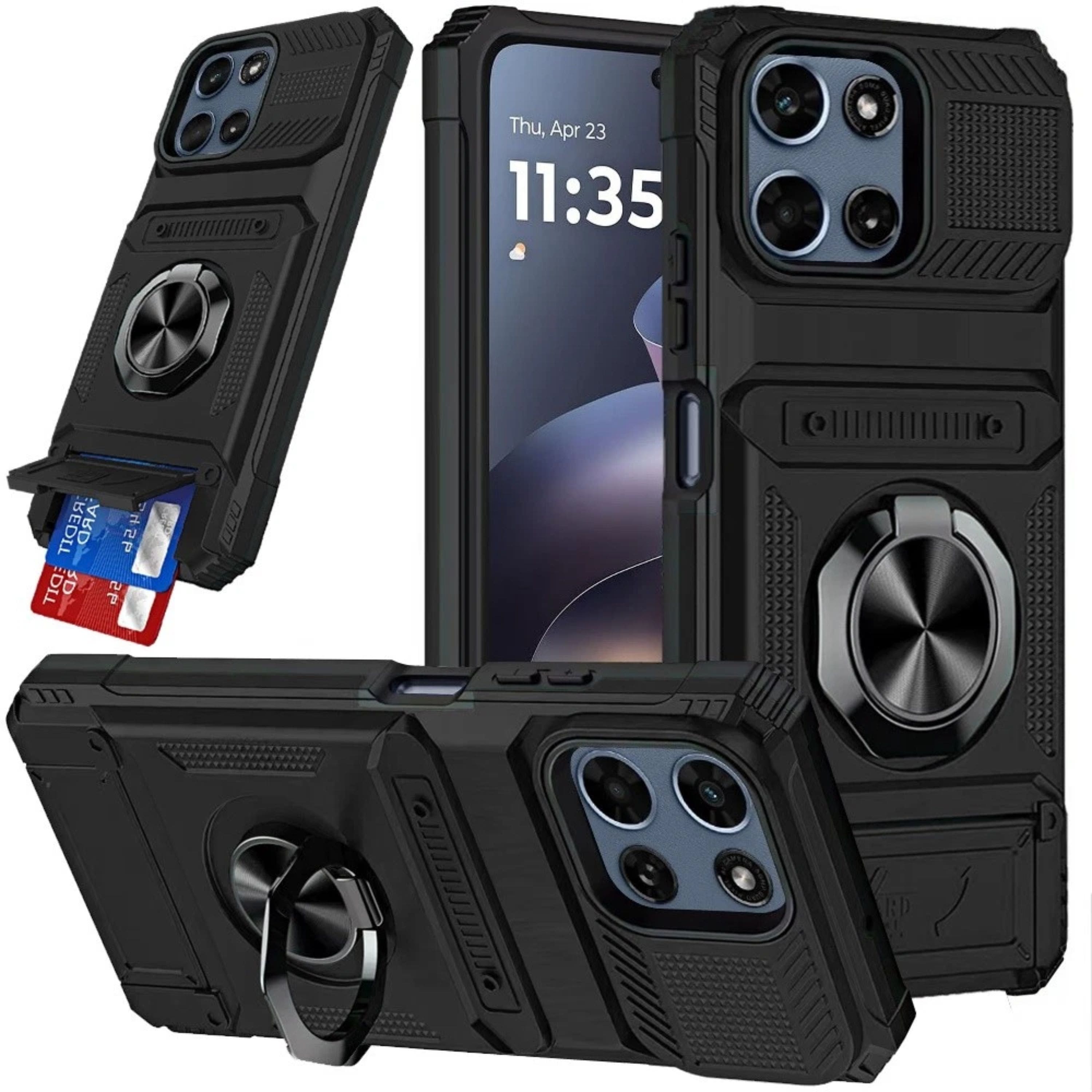 Kitcheniva - Card Holder Metal Ring Plus Tempered Glass For Moto G 2025/2026/G Play 2026 Case - Black price history on PriceWatchPro