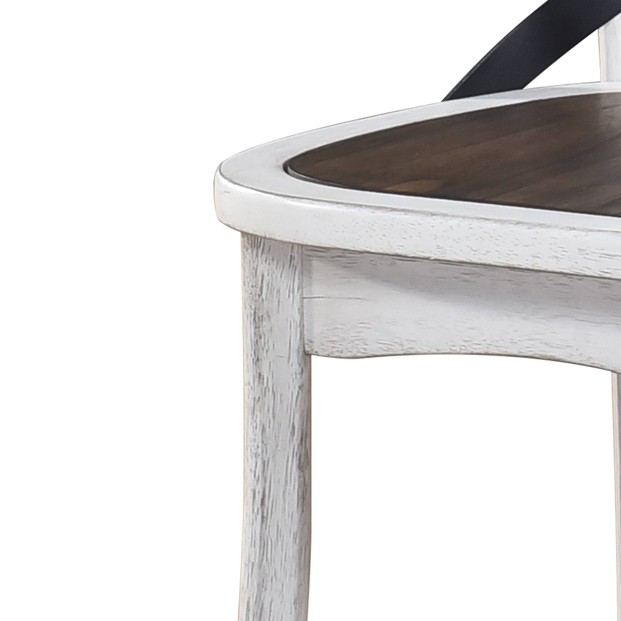 Alt View 7. Lirago - 21 Inch Rustic Farmhouse Dining Chairs Set of 2 Solid Wood Frame Metal X Back Vintage Side Chairs - Antique Dark Oak,Antique White.