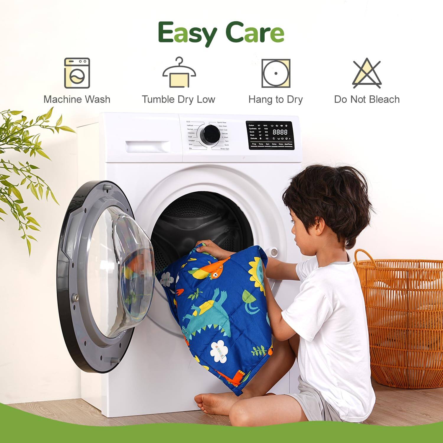 Easy Care

Machine Wash  
Tumble Dry Low  
Hang to Dry  
Do Not Bleach
