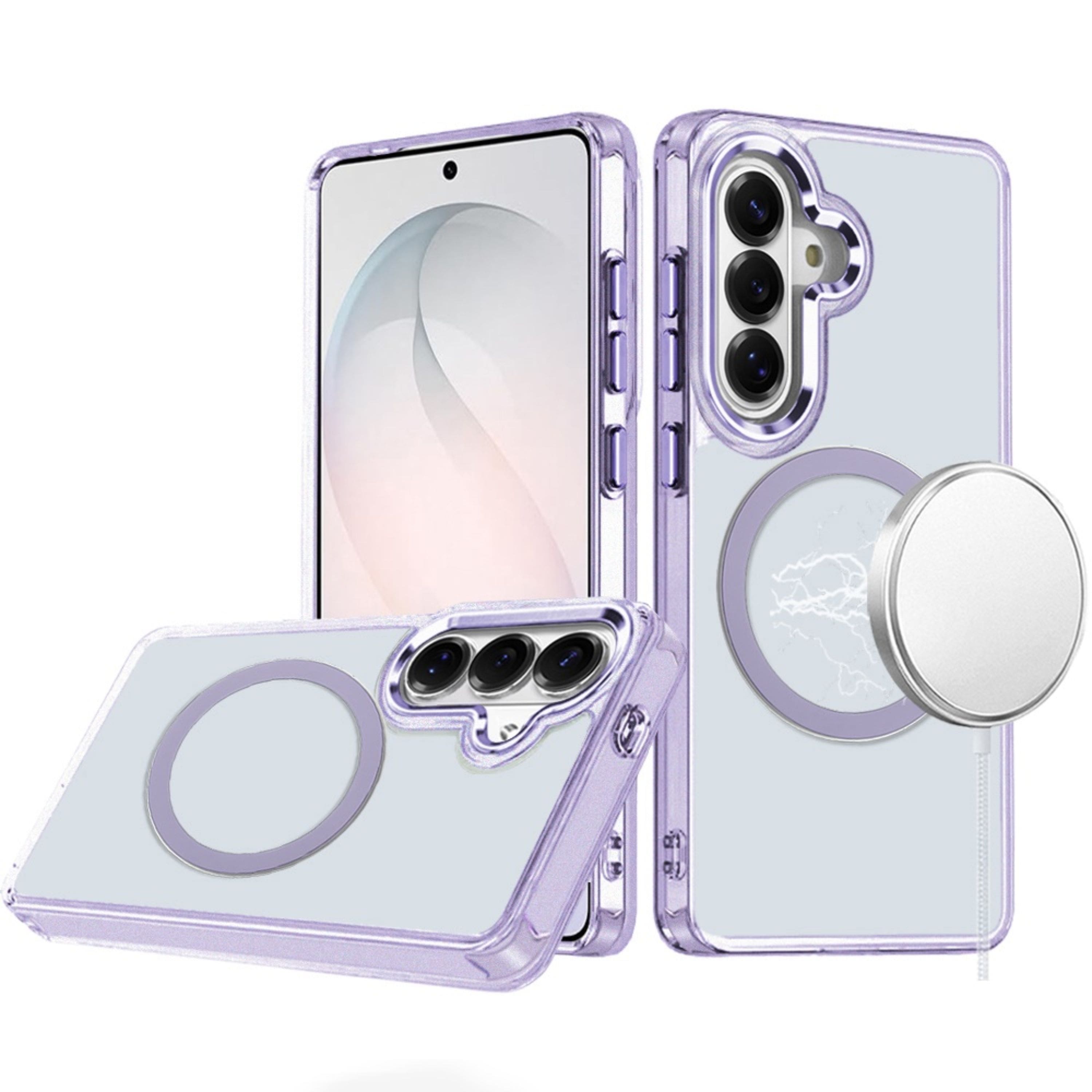 Kitcheniva - Trans-Clear Metal Buttons Phone Cover Plus Tempered Glass For Samsung S26 FE - Light Purple price history on PriceWatchPro