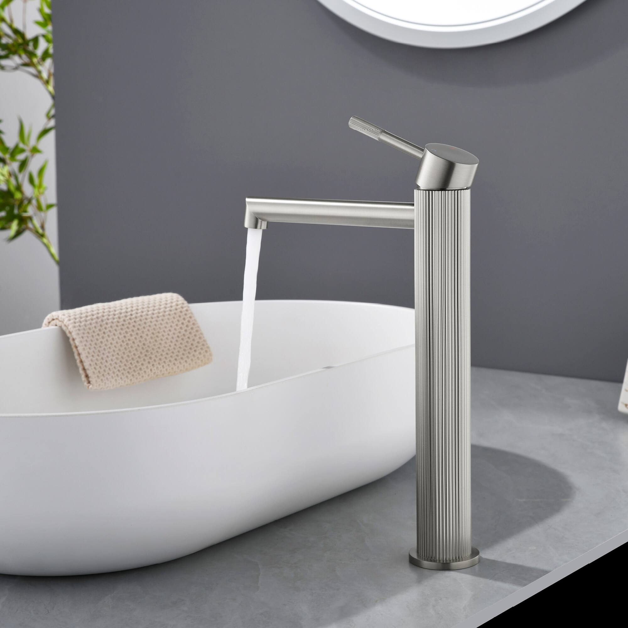 Alt View 2. Boyel Living - Brushed Nickel Carved Bathroom Faucet Solid Brass - Brushed Nickel.