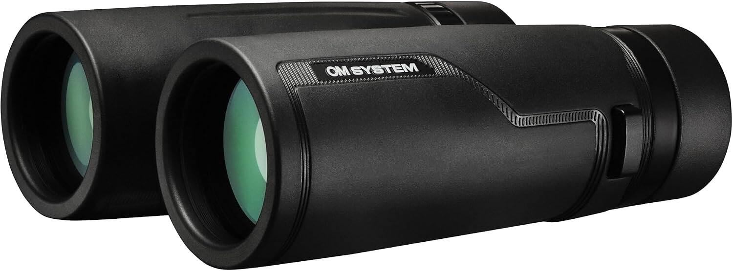 Left. OM System - 10x42 Waterproof Binoculars with ED Glass, Fully Multi-Coated Optics, Wide 62° View & Fogproof Design, Lightweight - Black.