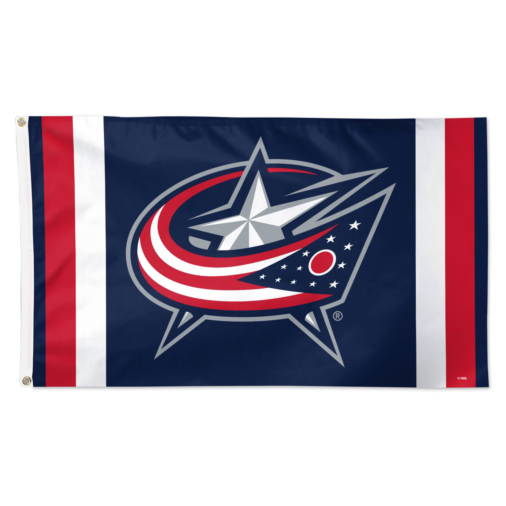Front. WinCraft - Columbus Blue Jackets 3' x 5' Logo Stripe Deluxe Single-Sided Flag - Multicolor.