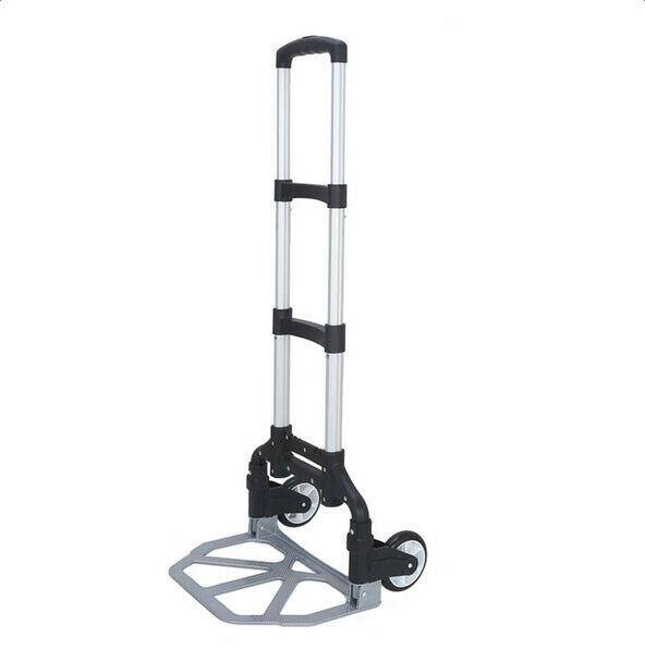 Back. Winado - Portable Aluminum Luggage Cart Folding Dolly Collapsible Trolley Push Hand Truck for Moving Warehouse 165lbs Capacity - Black.