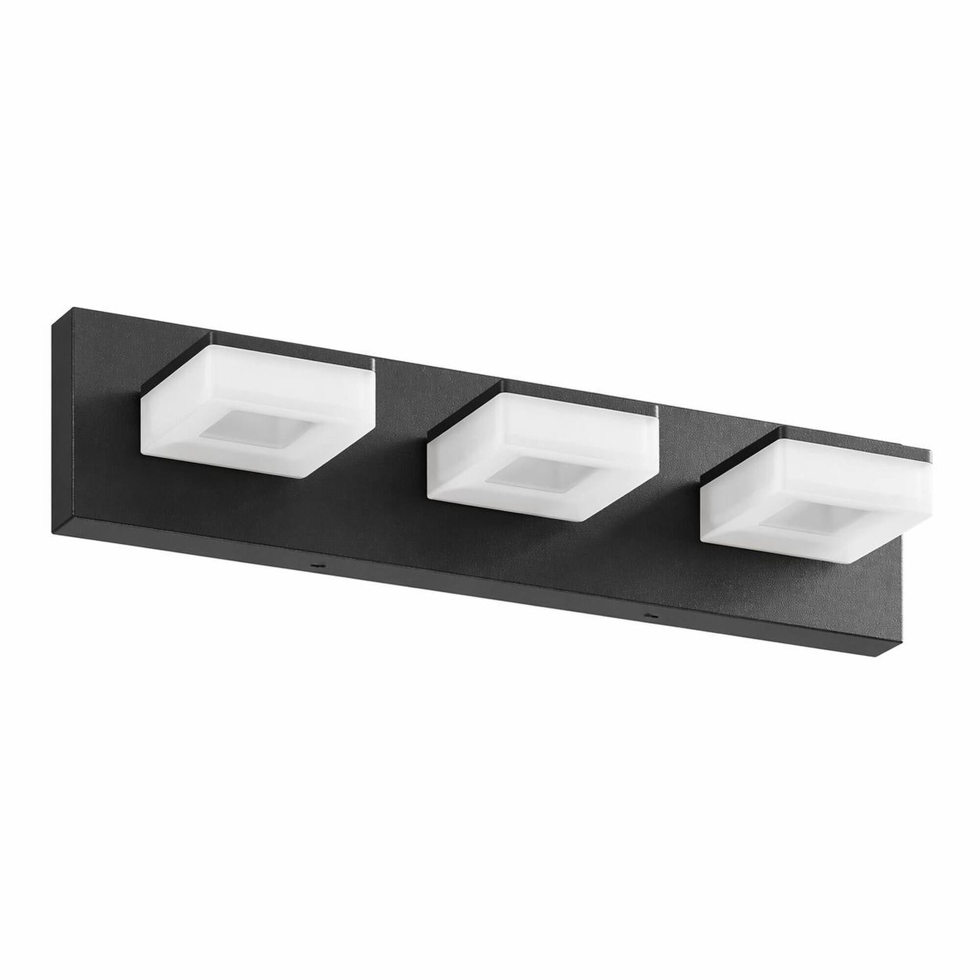 Alt View 4. RYHNUYNE - Modern LED Bathroom Vanity Light Fixture 3‑Light Black Bathroom Wall Lighting Over Mirror for Bath - Black.