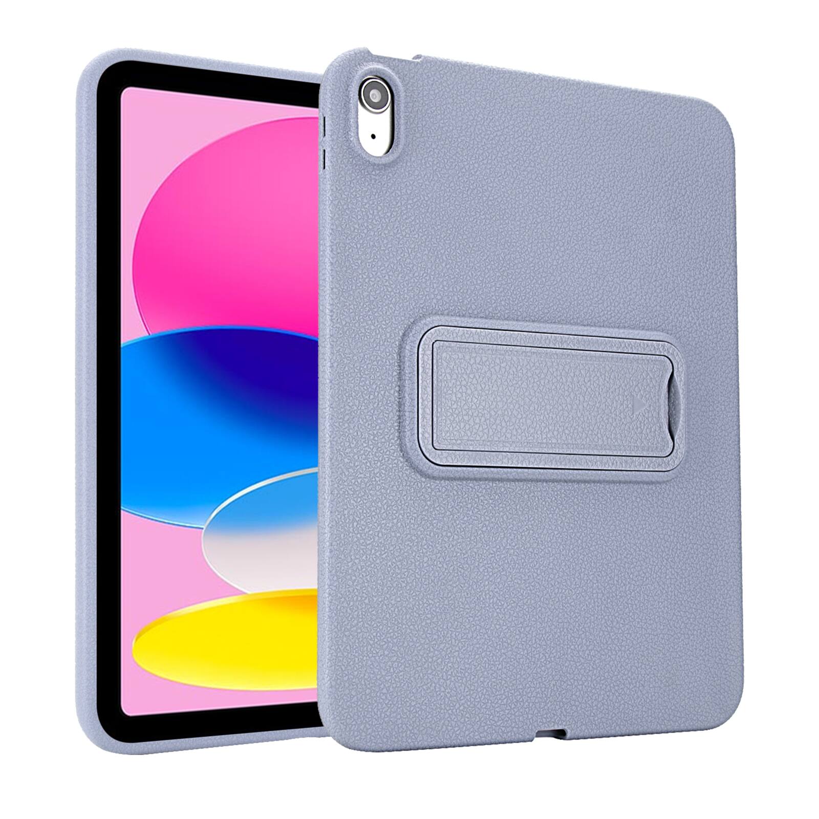 Alt View 3. Dteck - Shockproof Case for Apple iPad (A16) 11" 2025, Slim Leather Texture Protective Cover with Multi Angle Folding Kickstand - Lavender.
