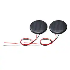 Front. Unique Bargains - 2pcs 0.5V 0.07W 140mA Mini Solar Panels, Round Polycrystalline Solar Cell with Cable for DIY Toy Charger - Black.