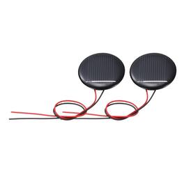 Unique Bargains - 2pcs 0.5V 0.07W 140mA Mini Solar Panels, Round Polycrystalline Solar Cell with Cable for DIY Toy Charger - Black