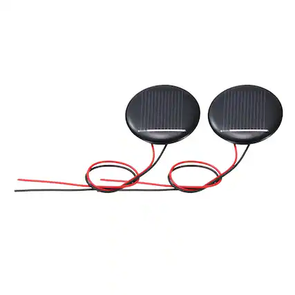 Front. Unique Bargains - 2pcs 0.5V 0.07W 140mA Mini Solar Panels, Round Polycrystalline Solar Cell with Cable for DIY Toy Charger - Black.