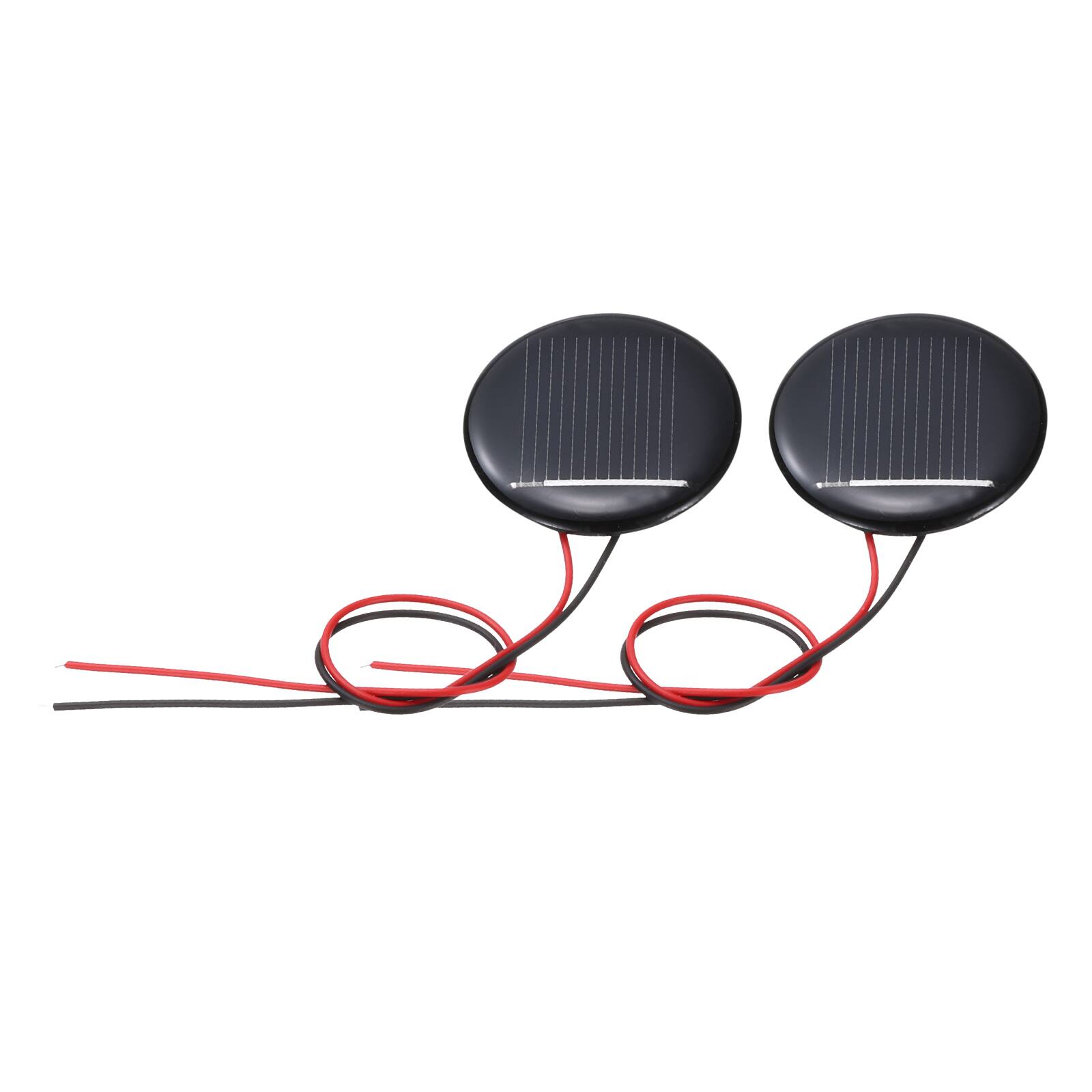 Front. Unique Bargains - 2pcs 0.5V 0.07W 140mA Mini Solar Panels, Round Polycrystalline Solar Cell with Cable for DIY Toy Charger - Black.
