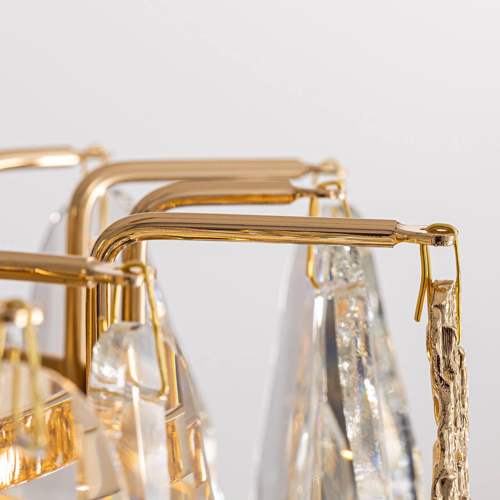 Alt View 4. Siljoy - 40" Modern Gold Linear K9 Crystal Chandelier, Height Adjustable LED Pendant Light for Kitchen Island Dining Living Foyer - Gold.