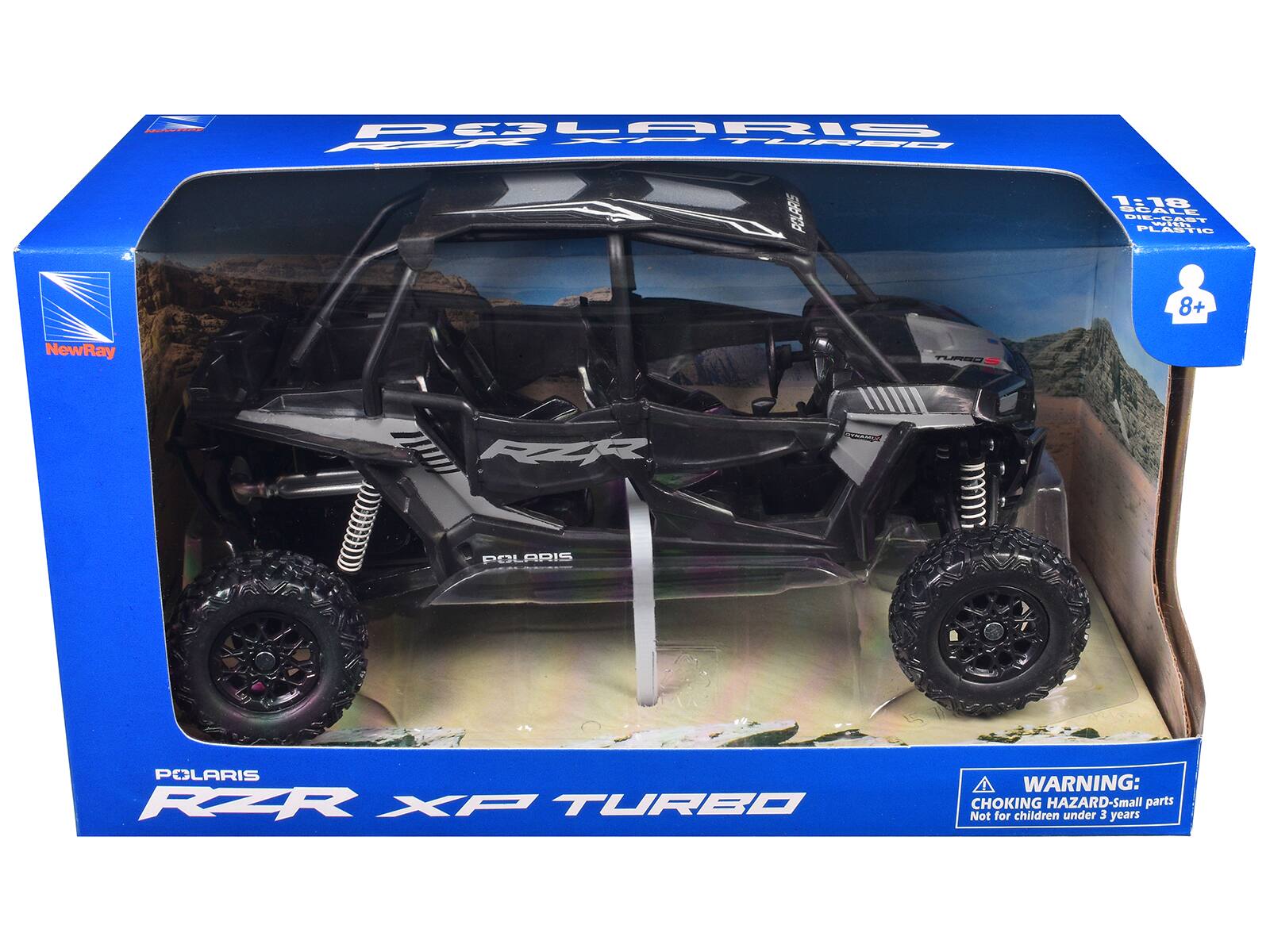 POLARIS RZR XP TURBO  
1:18 SCALE  
BIE-C41  
PLASTIC  
8+  
NewRay TURBO FZR  
POLARIS  
POLARIS FZR XP TURBO  
WARNING: CHOKING HAZARD - Small parts Not for children under 3 years