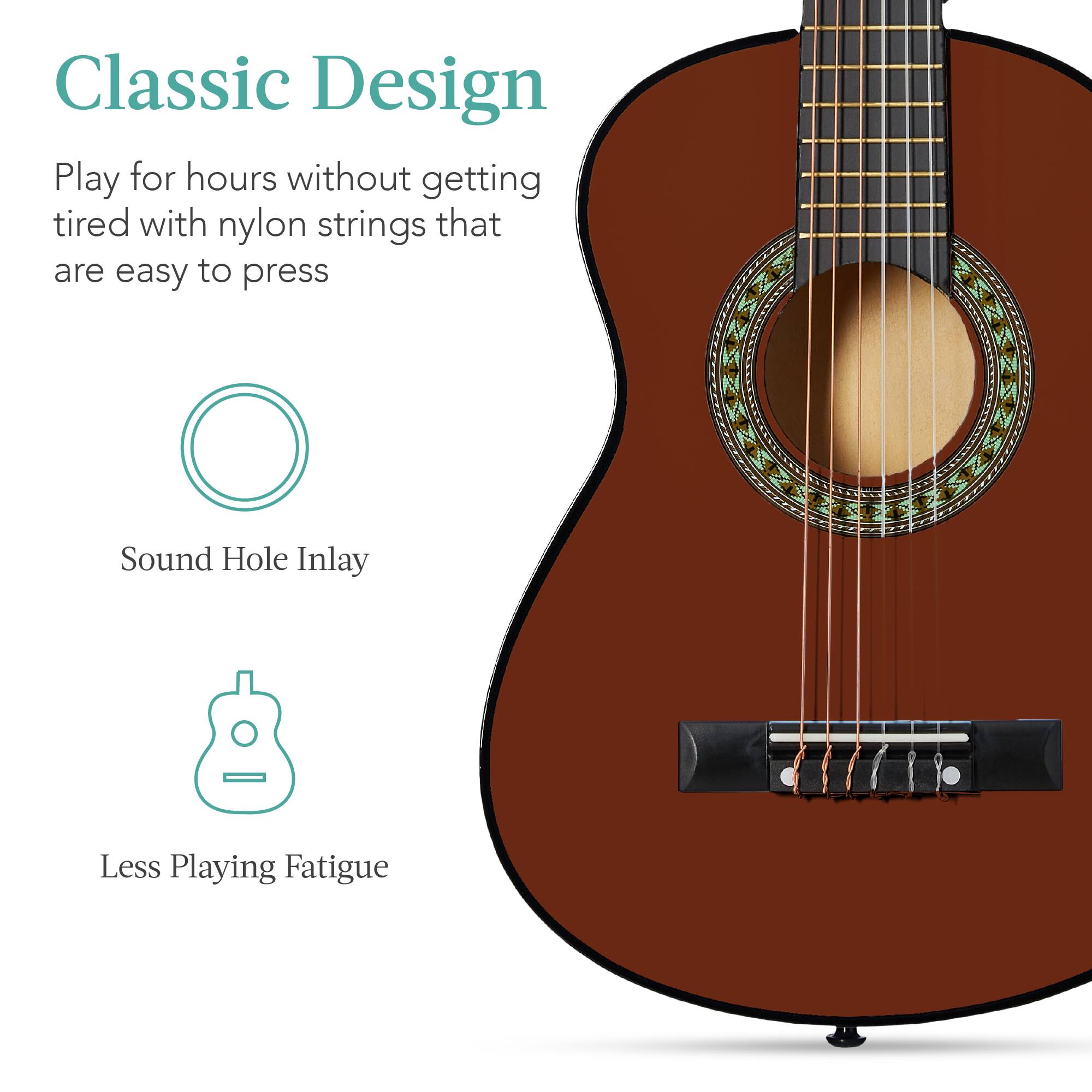 Classic Design

Play for hours without getting tired with nylon strings that are easy to press

Sound Hole Inlay

Less Playing Fatigue