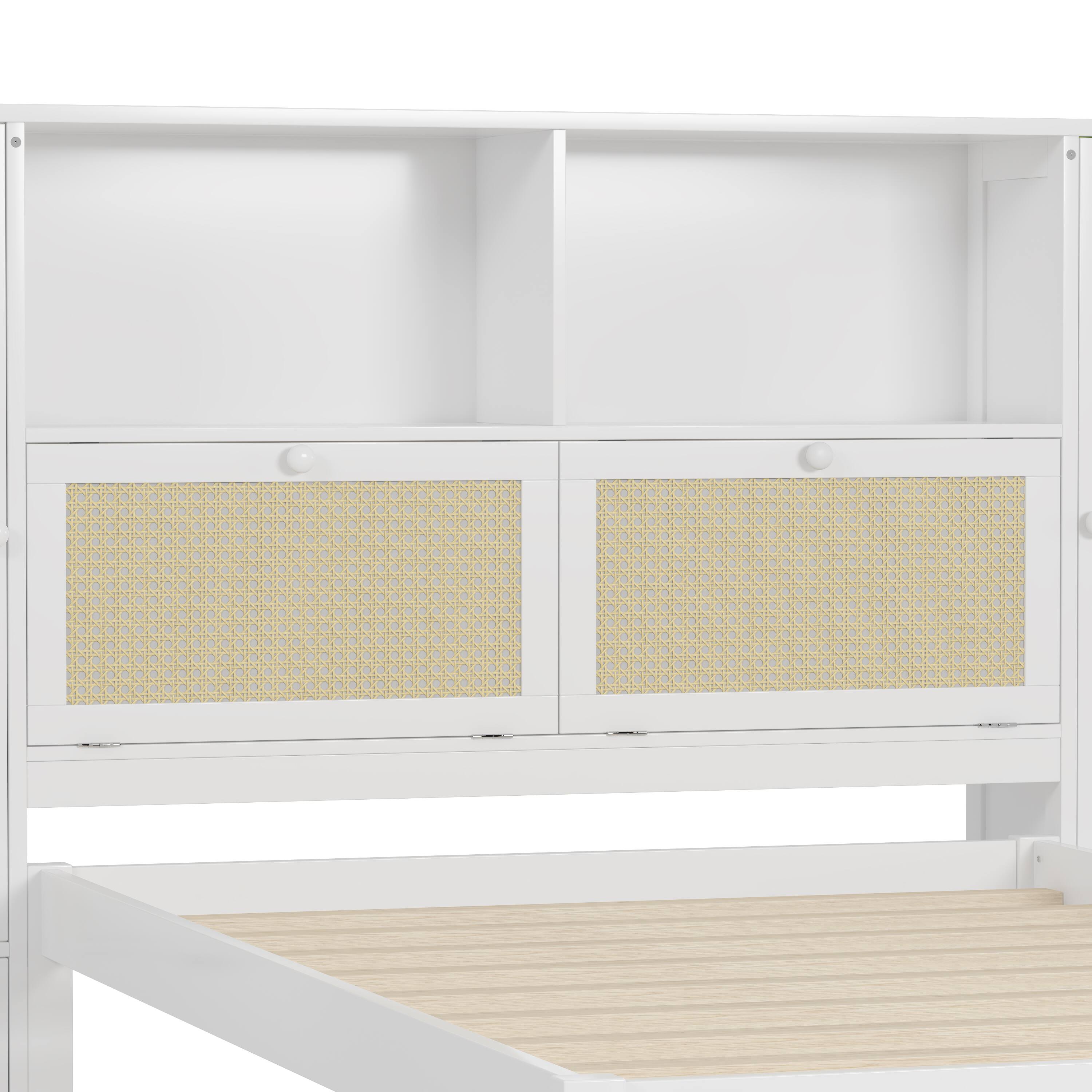 Alt View 8. Tiramisubest - Twin Size Wooden Multifunctional Platform Bed with Two Storage Lockers, Drawer, and Storage Shelf on Headboard - White.