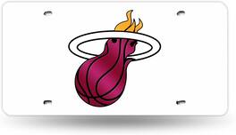 Rico Industries - Miami Heat NBA Logo Mirror Look LASER License Plate - Multi