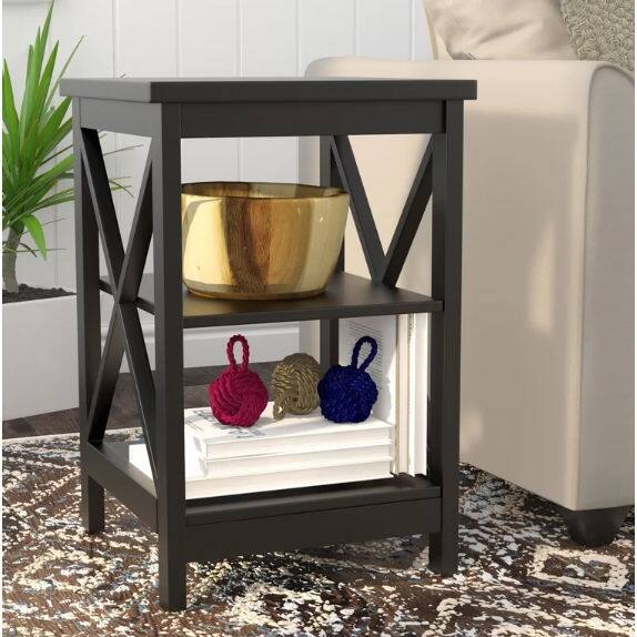 Left. Hivvago - Hivvago X-Design End Table Nightstand with 3 Open Shelves - Black.