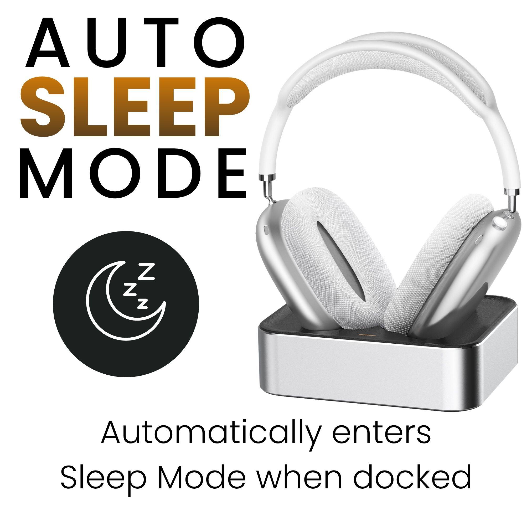 Alt View 1. Ultra Supply Co - Wireless Charging Dock for AirPods Max - Silver.