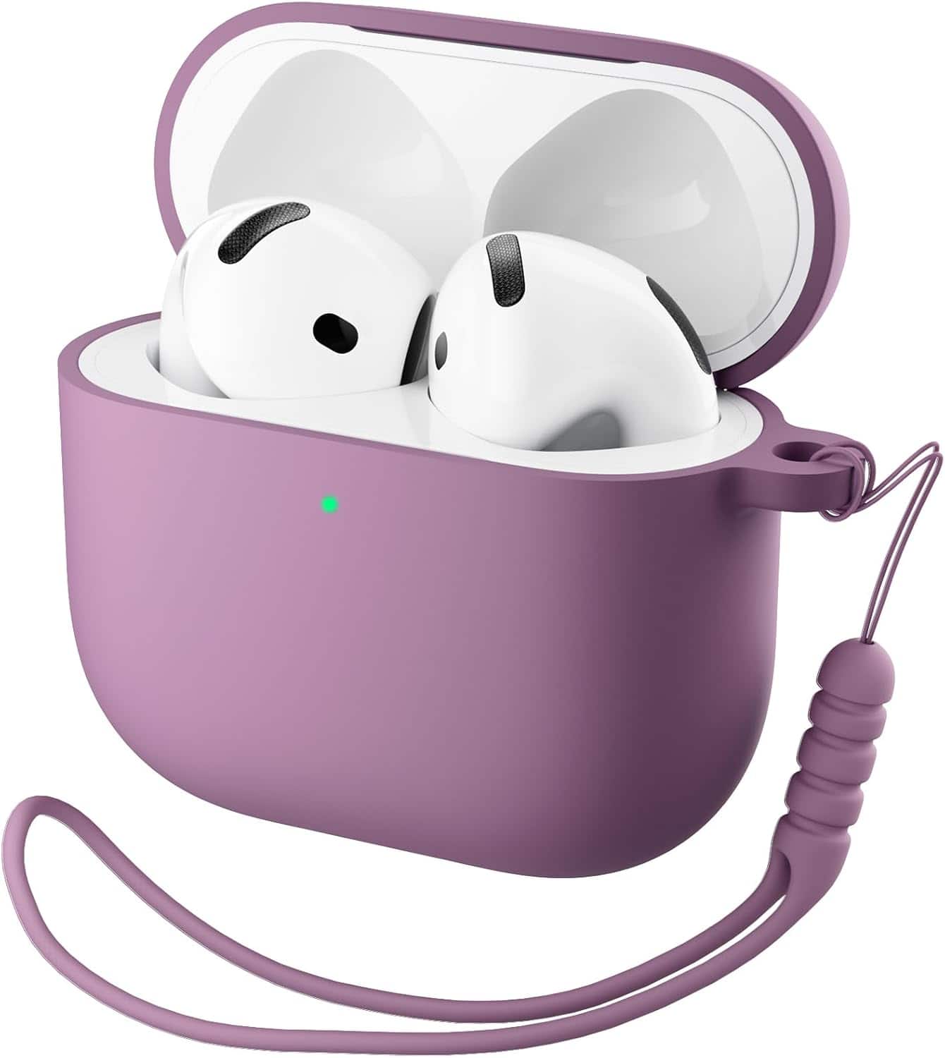 Front. Ornarto - ORNARTO for AirPods 4th Generation Case(2024), Soft Silicone Full Protective Cover with LED Visible - Lilac Purple - Lilac Purple.