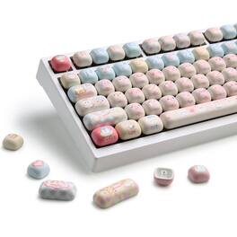 Earthley Blooms - Cute Custom Keycaps Dye Sub Pbt Mog Profile Keycap Set For Mechanical Gaming Keyboards - Pink Kitten