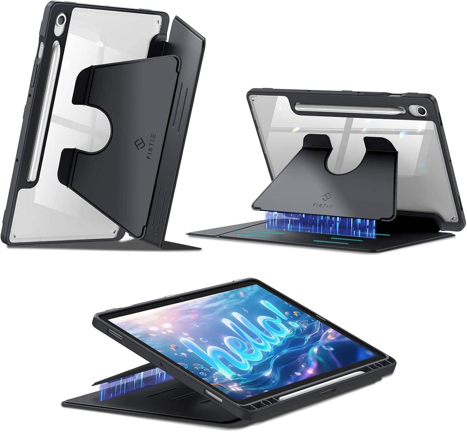 Fintie - Vertical Stand Case for Samsung Galaxy Tab S10 Lite/S10 FE/S9 FE/S9, Magnetic Ultra-Stable Stand, Clear Back Cover - Black price history on PriceWatchPro