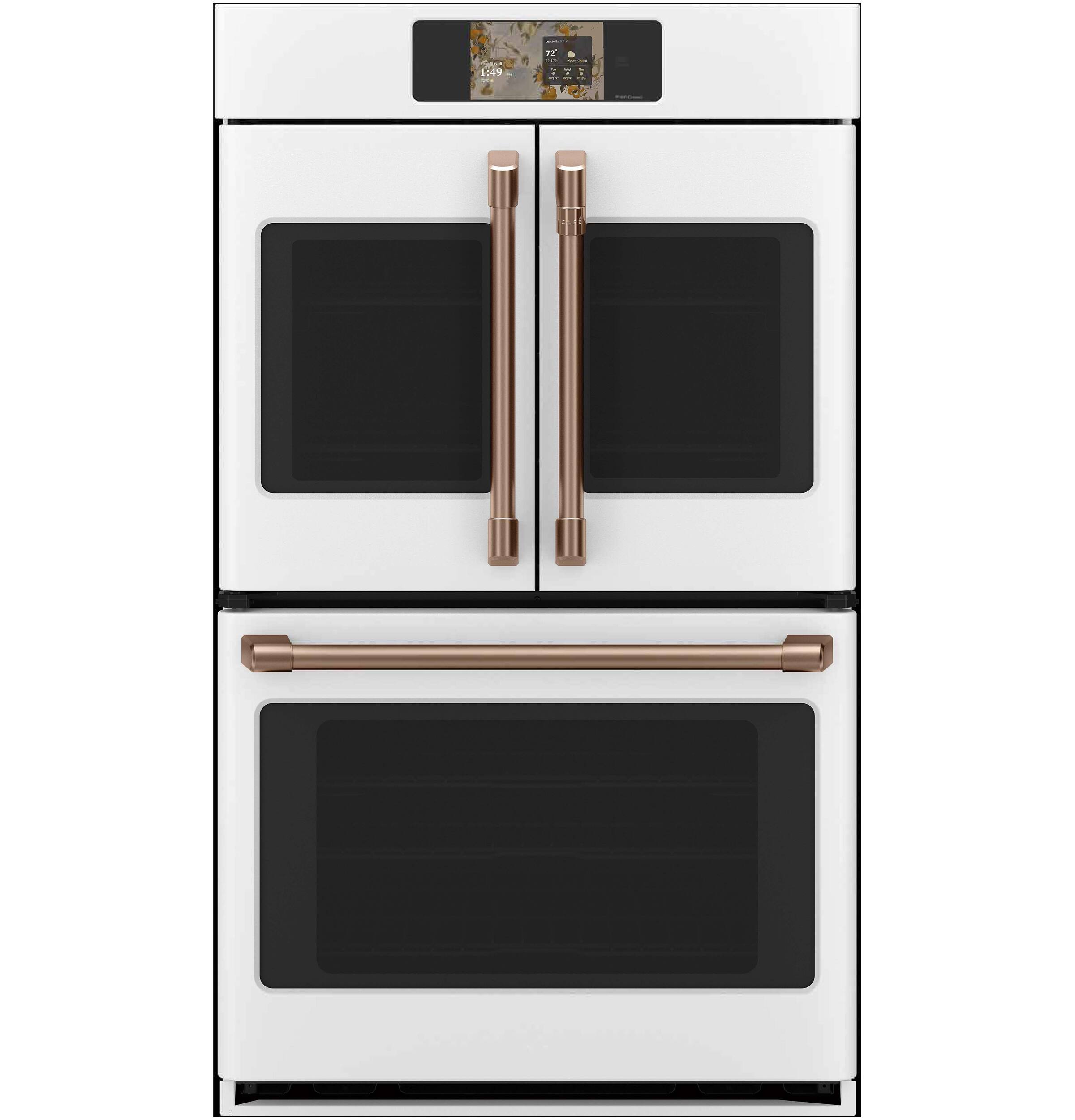 Alt View 21. Café - 30" Smart Built-In Double Electric Convection French Door Wall Oven with No Preheat Air Fry - Matte White.